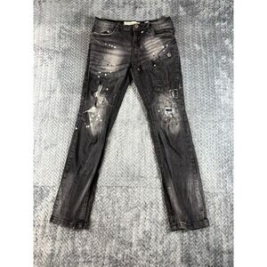 Evolution In Design Jeans Womens 16 Gray Distressed Whiskering Straight Leg